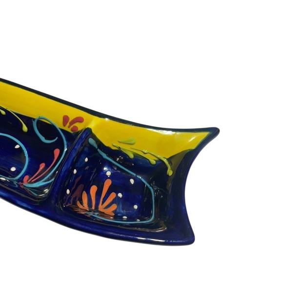 Spain Hand Painted Decorative Divided Serving Dish Bowl Antonio Ortiz Ruiz - Picture 5 of 12